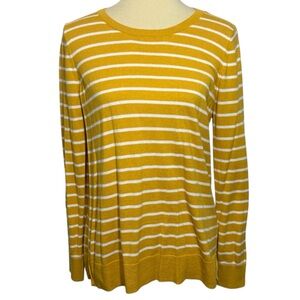 Old Navy Yellow and White Striped Long Sleeve Tee